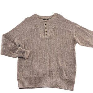 RedHead Mens Beige Henley Sweater Size Large 80% Cotton‎ 20% Polyester